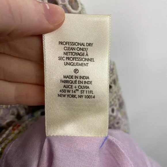 Alice + Olivia Tonie Tiered Floral Mini Dress Purple Women's 0 Eyelet Lace - Picture 12 of 13